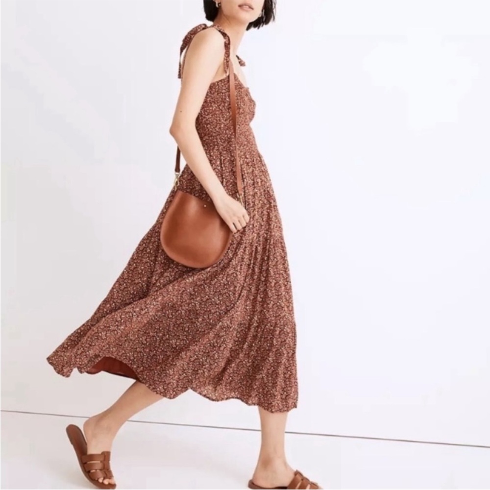 Madewell Lucie Tie Strap Midi Dress in Florentine